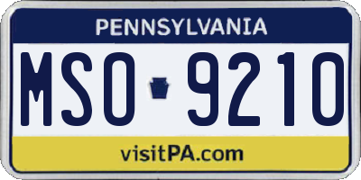 PA license plate MSO9210