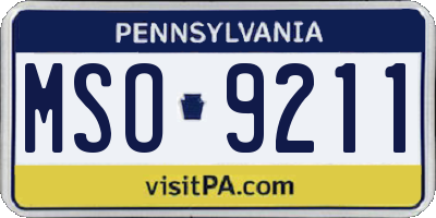 PA license plate MSO9211