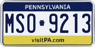 PA license plate MSO9213