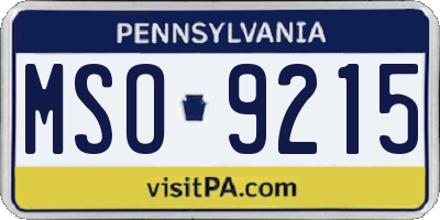 PA license plate MSO9215