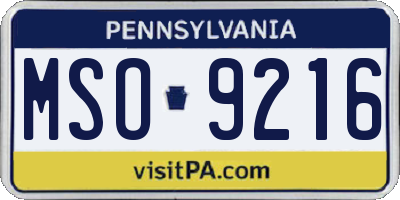 PA license plate MSO9216
