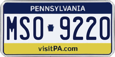 PA license plate MSO9220