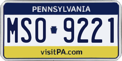 PA license plate MSO9221