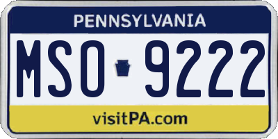 PA license plate MSO9222
