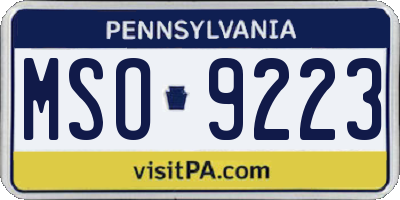 PA license plate MSO9223