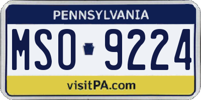PA license plate MSO9224