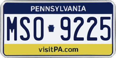 PA license plate MSO9225