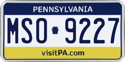 PA license plate MSO9227