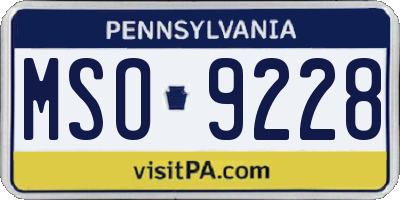 PA license plate MSO9228