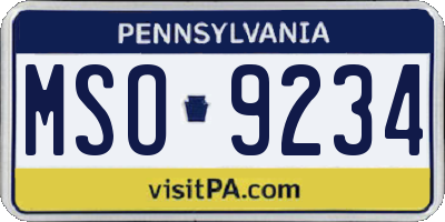 PA license plate MSO9234