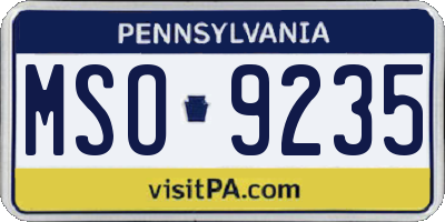PA license plate MSO9235