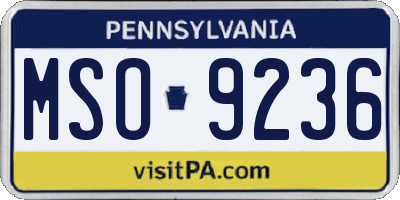 PA license plate MSO9236