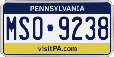 PA license plate MSO9238