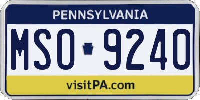 PA license plate MSO9240