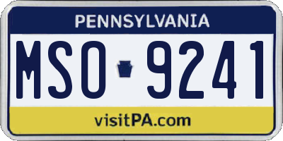 PA license plate MSO9241