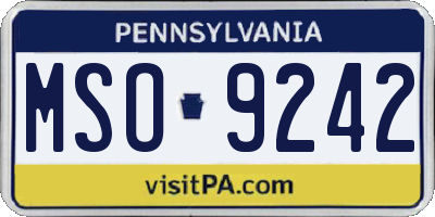 PA license plate MSO9242