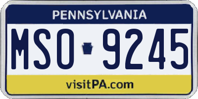 PA license plate MSO9245