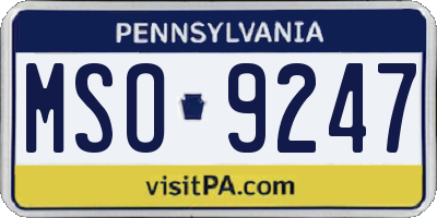 PA license plate MSO9247