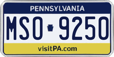 PA license plate MSO9250
