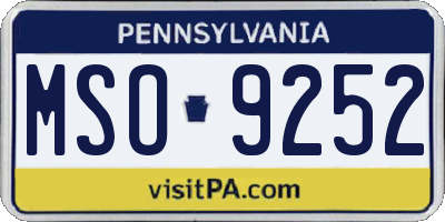 PA license plate MSO9252