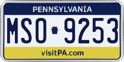 PA license plate MSO9253