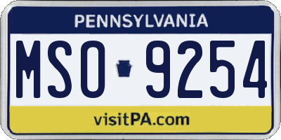 PA license plate MSO9254