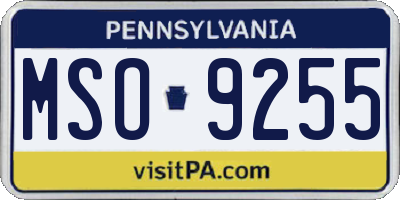 PA license plate MSO9255