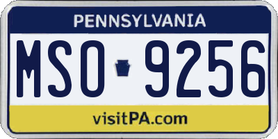 PA license plate MSO9256