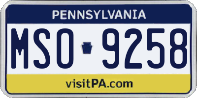 PA license plate MSO9258
