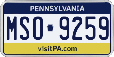 PA license plate MSO9259