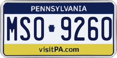 PA license plate MSO9260