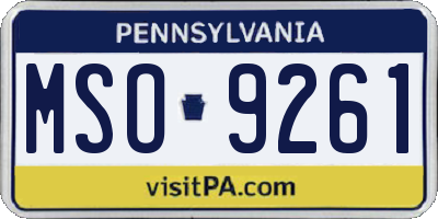PA license plate MSO9261