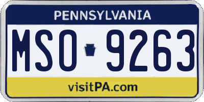 PA license plate MSO9263