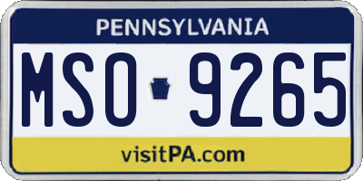 PA license plate MSO9265