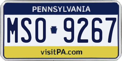 PA license plate MSO9267