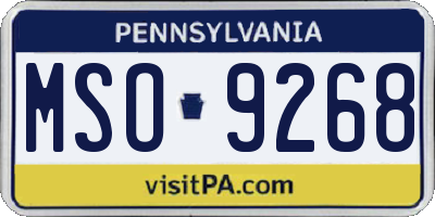 PA license plate MSO9268