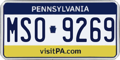PA license plate MSO9269