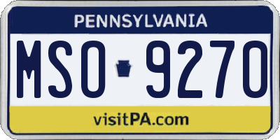 PA license plate MSO9270