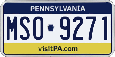 PA license plate MSO9271