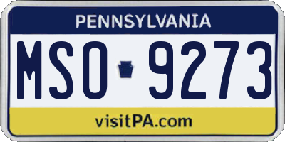 PA license plate MSO9273