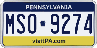 PA license plate MSO9274