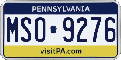 PA license plate MSO9276