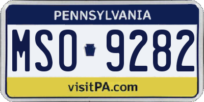 PA license plate MSO9282