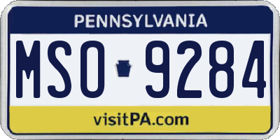 PA license plate MSO9284