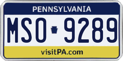PA license plate MSO9289