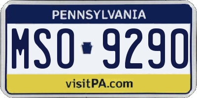 PA license plate MSO9290