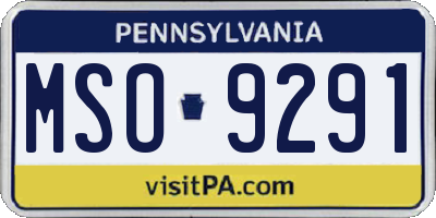PA license plate MSO9291