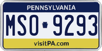PA license plate MSO9293