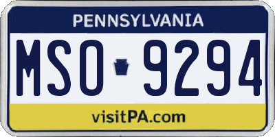 PA license plate MSO9294