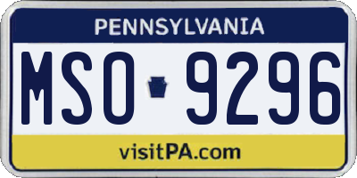 PA license plate MSO9296